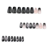 Black gradual change nail piece New Chinese plum blossom  Finished short ballet removable nail piece Wholesale｜365nails
