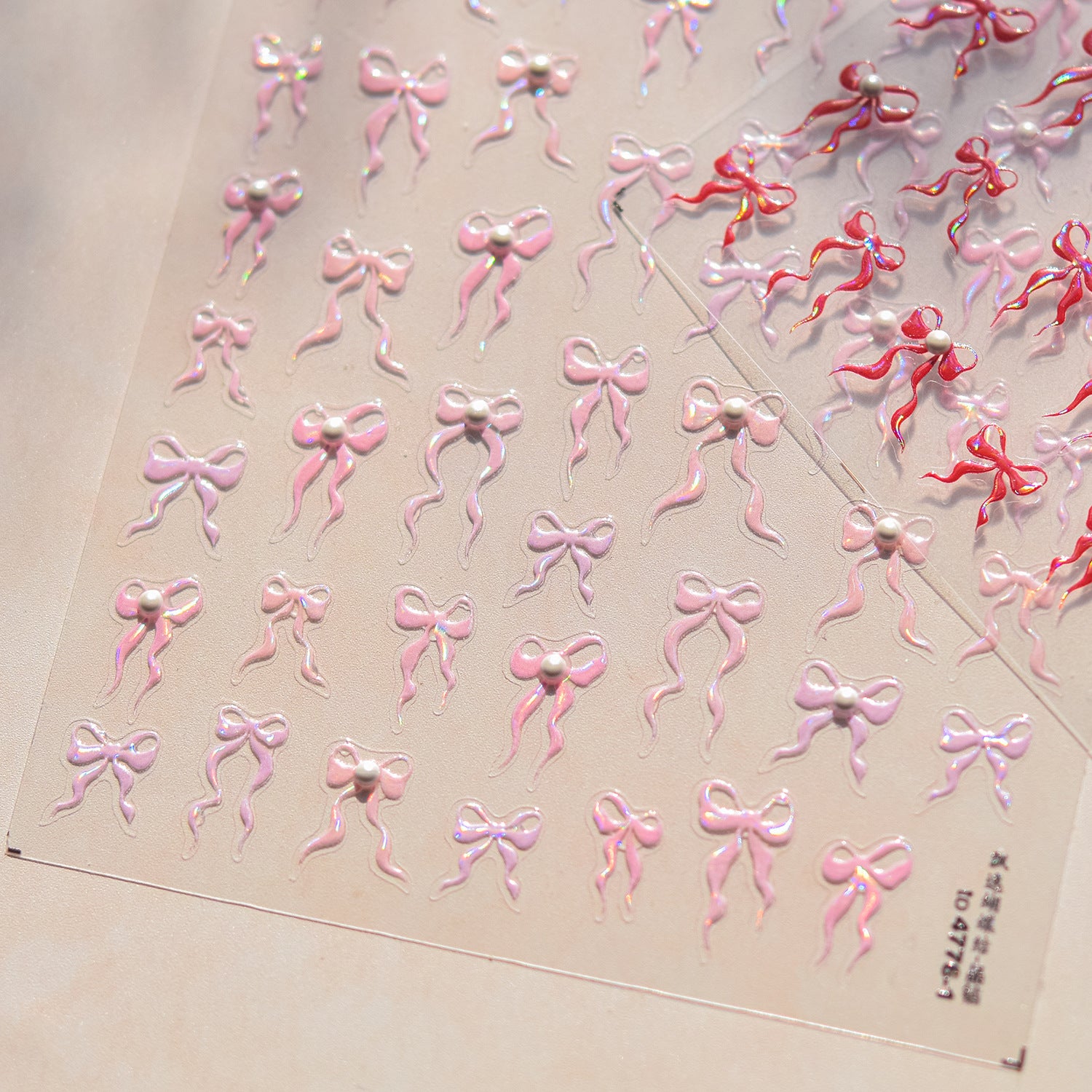 Crystal Bow Collection: "Black Crystal Bow" – 3D Embossed Nail Sticker