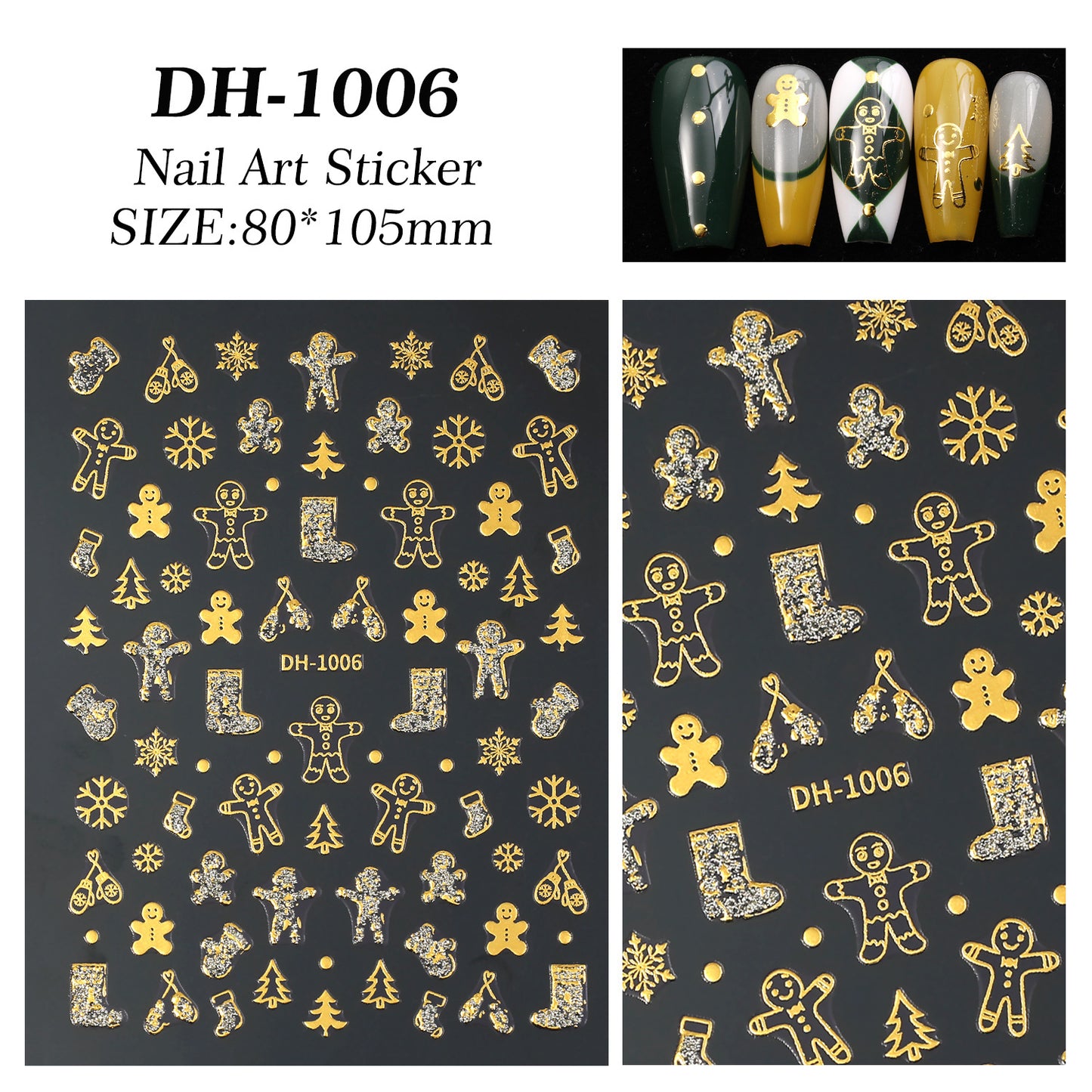 Bronzing glitter christmas nail art sticker flat adhesive snowman christmas DIY nail sticker jewelry DH