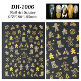Bronzing glitter christmas nail art sticker flat adhesive snowman christmas DIY nail sticker jewelry DH