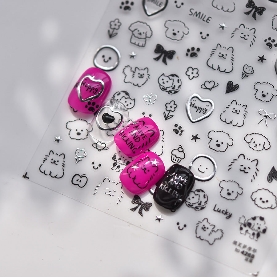 3D Embossed Nail Stickers – Pet & Heart Collection