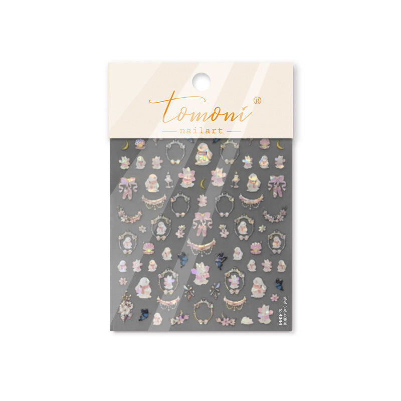 Cherry Blossom Princess Jewel: "Royal Sakura Frame" – 5D Embossed Nail Sticker