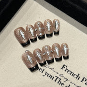 365nails: "Midnight Shimmer" – French Tip Handmade Short Coffin Nails