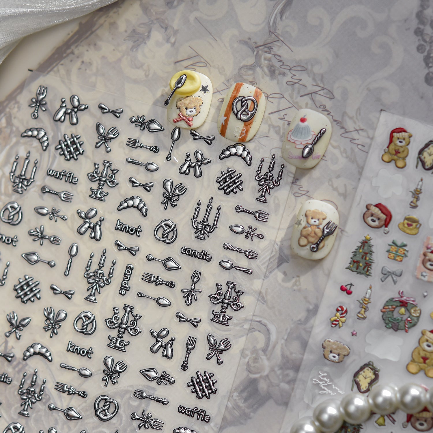 365nails：復古銀色點綴 美甲貼紙