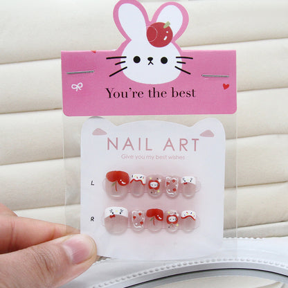 Cartoon lines kitten three-dimensional fruit kids nails｜365nails