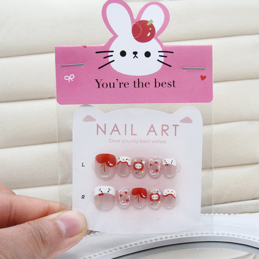 Cartoon lines kitten three-dimensional fruit kids nails｜365nails