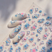 水晶花系列: "珠寶綻放" – 3D 水晶美甲貼紙