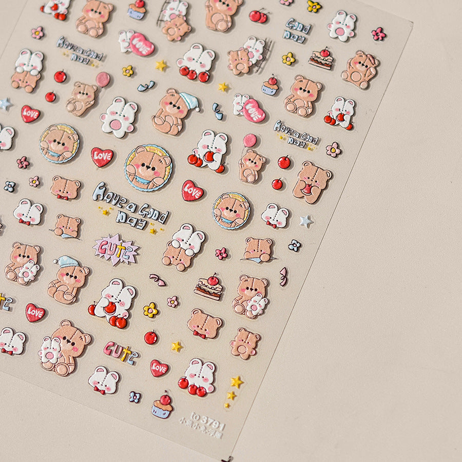 365nails: "Cute Bear & Bunny" – nail art stickers