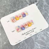 Uñas postizas hechas a mano, parche para uñas terminado, lindo parche para uñas cortas con grafiti de estrella, parche para uñas desmontable y usable | 365nails