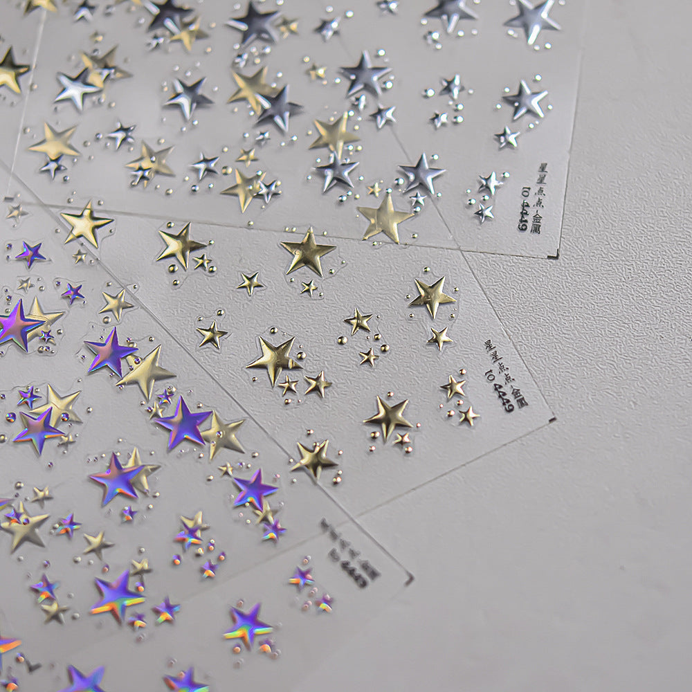Holographic Star: "Rainbow Sparkle" – 3D Embossed Nail Sticker