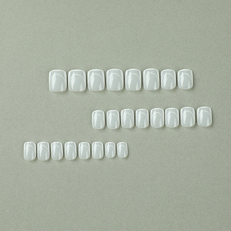 短款簡約白色法式穿戴甲貼（批發）｜365nails