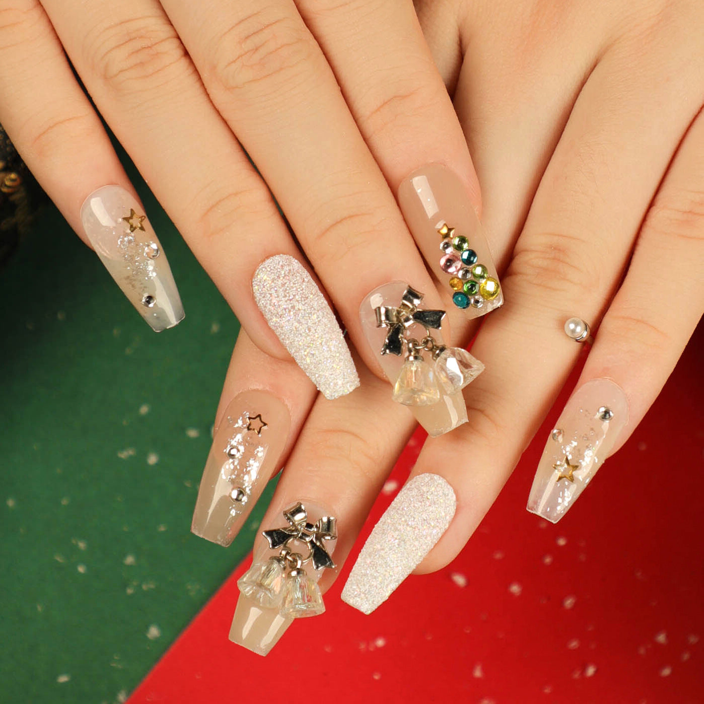 Unhas postiças, unhas postiças, decoração de Natal, coleção finalizada, adesivo de unha, vendas de fábrica｜365nails
