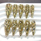 Gold K9 Crystal Luxury Stiletto Press-On Nails