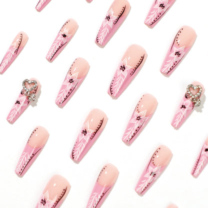 Art Wholesale French Pink Edge Mosaic Love Rhinestone  Art Advanced Long  Products｜365nails