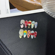 365nails: "달콤 팝" – 3D 카툰 & 도트 수제 미디엄 스틸레토형 네일