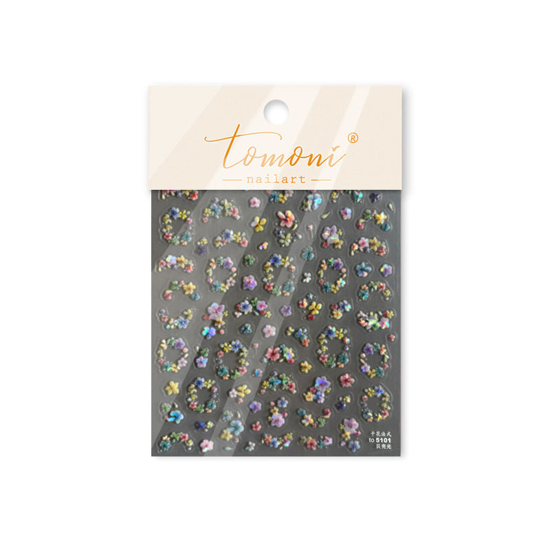 Pastel Mini Wildflower Mix: "Thousand Flower Impression" – 5D Embossed Nail Sticker