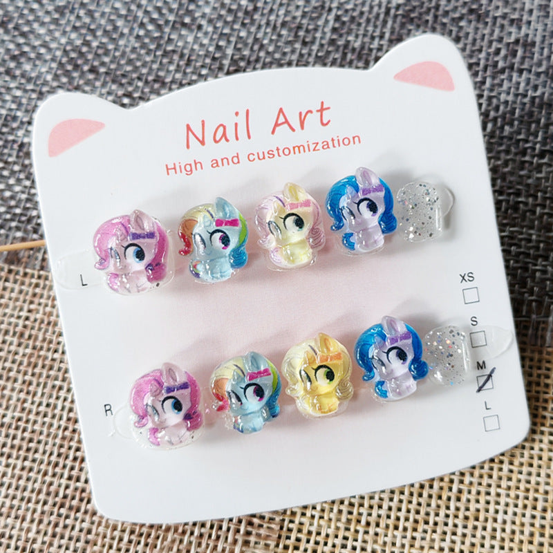 365nails: "magical my little pony" – short round handmade kids press-on nails