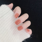 Uñas postizas cortas color canela nude terminadas | 365nails