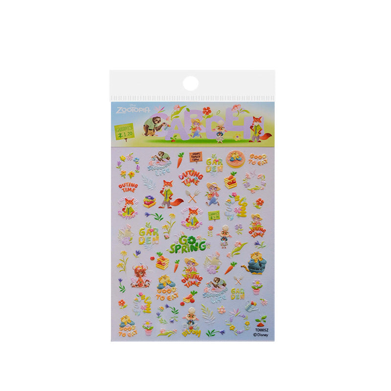 Zootopia Spring Garden Collection: "Zootopia Garden" – 3D Embossed Nail Sticker