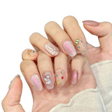 Pink Shimmer Pearl Crystal Cute Pastel Elegant Press On Nails