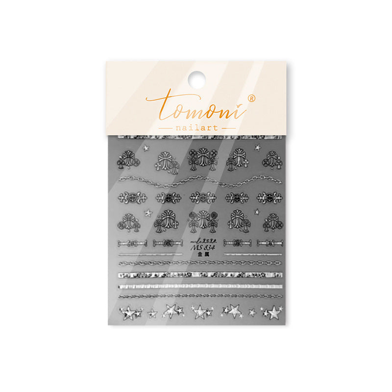Silver Cross Gothic – Edgy Religious Nail Art Stickers