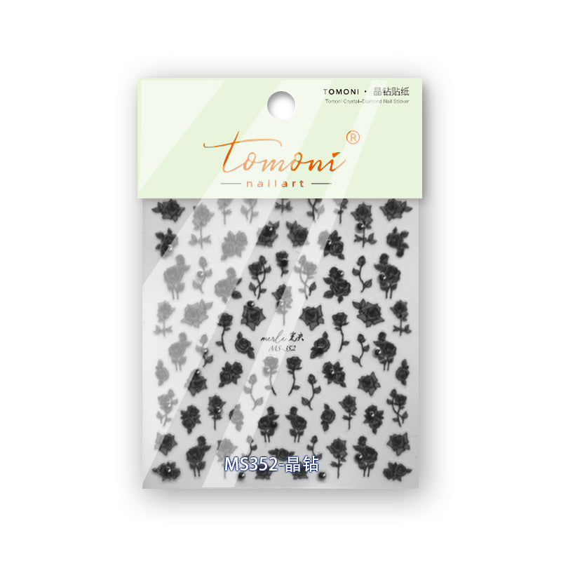 365nails: "White Rose with Crystal Pearl" – nail art stickers