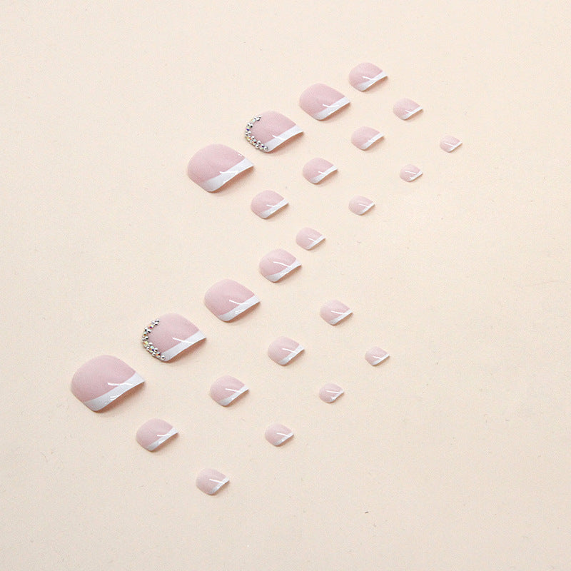 純淨白法式破碎鑽石腳趾穿戴甲｜透明清新 夏季必備 甲片｜365nails