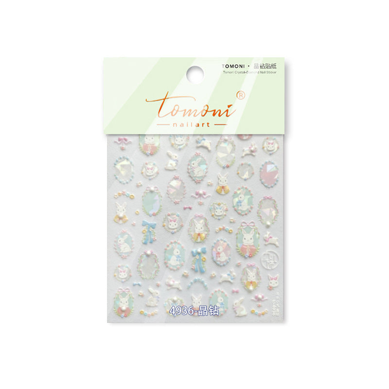 Crystal Bunny Collection: "Sweet Bunny" – 3D Iridescent Nail Sticker