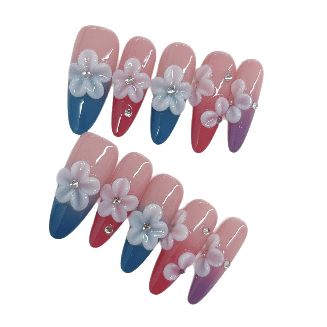 Blossom Dream: "Petal Whisper" – Gradient Almond Press-On Nails