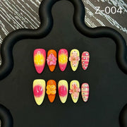 365nails：「熱帶綻放」—3D 花朵 手工製 杏仁形 穿戴甲