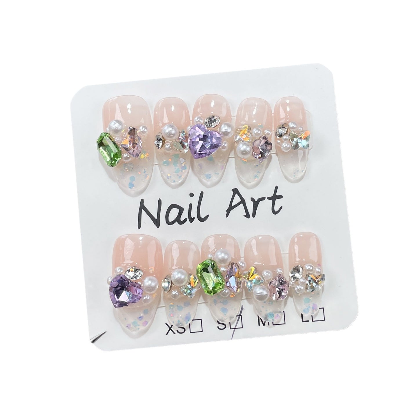 Candy soda Douyin, the same sweet and icy handmade nail art patch stack, diamond explosion flash medium and long Handmade Press-on Nails｜365nails