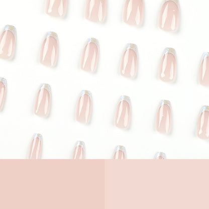 Uñas francesas cortas y sencillas con borde blanco, terminadas al por mayor | 365nails