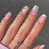 Adesivo de manicure francesa atacado, simples, multicolorido, com flores, removível, para unhas postiças, personalização de unhas｜365nails