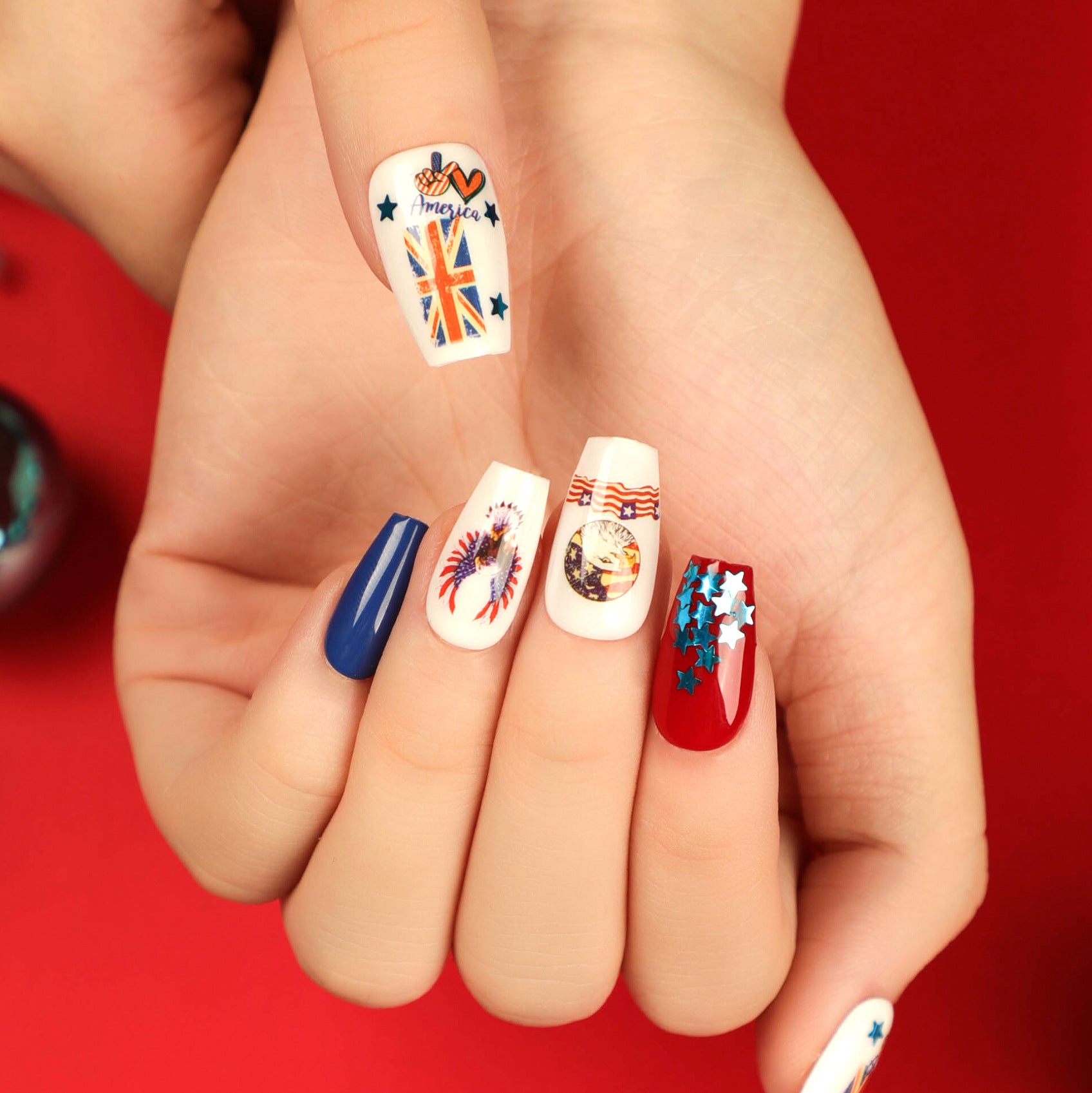 獨立日芭蕾指甲藝術 可穿戴可拆卸成品甲片 外貿批發｜365nails