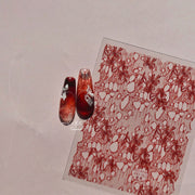 Red Bow & Iridescent Polka: "Coquette Red Lace" – 5D Embossed Nail Sticker