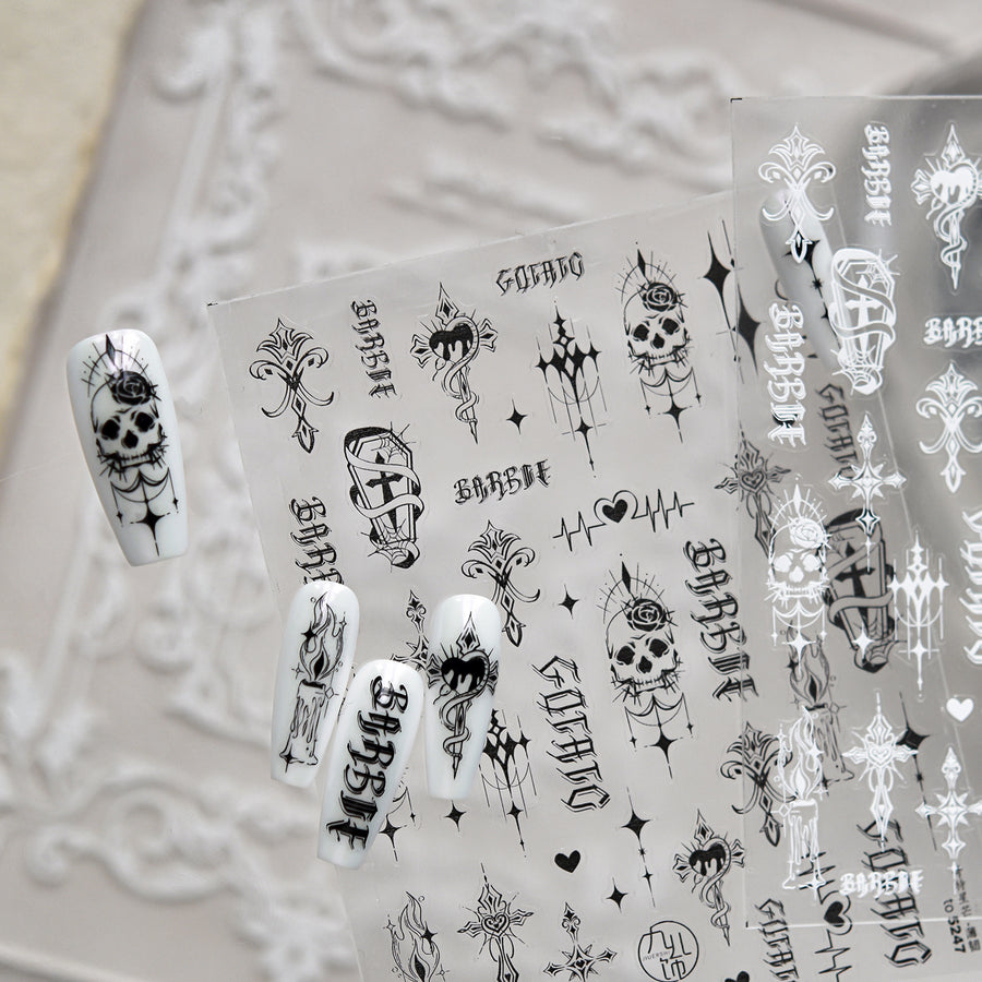 365nails: 哥德式骷髏刺青浮雕套組 – 美甲貼紙