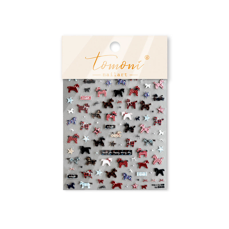 Embossed Rocking Horse Nail Stickers – Plaid & Star Set