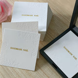 Embossed Handmade Nail Display Cards with Gold Lettering