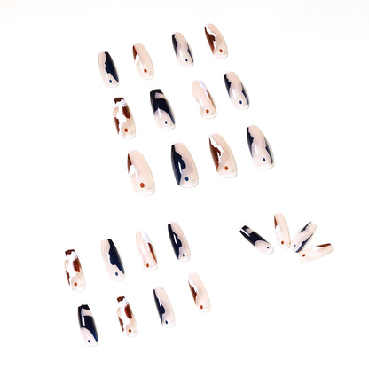 Uñas de ballet de doble color con diseño de vaca, para decoración de uñas, acabado de uñas postizas, parche para uñas, parche extraíble para uñas | 365nails