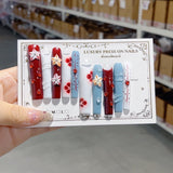 Warm Retro Floral Art Extra Long Press On Nails