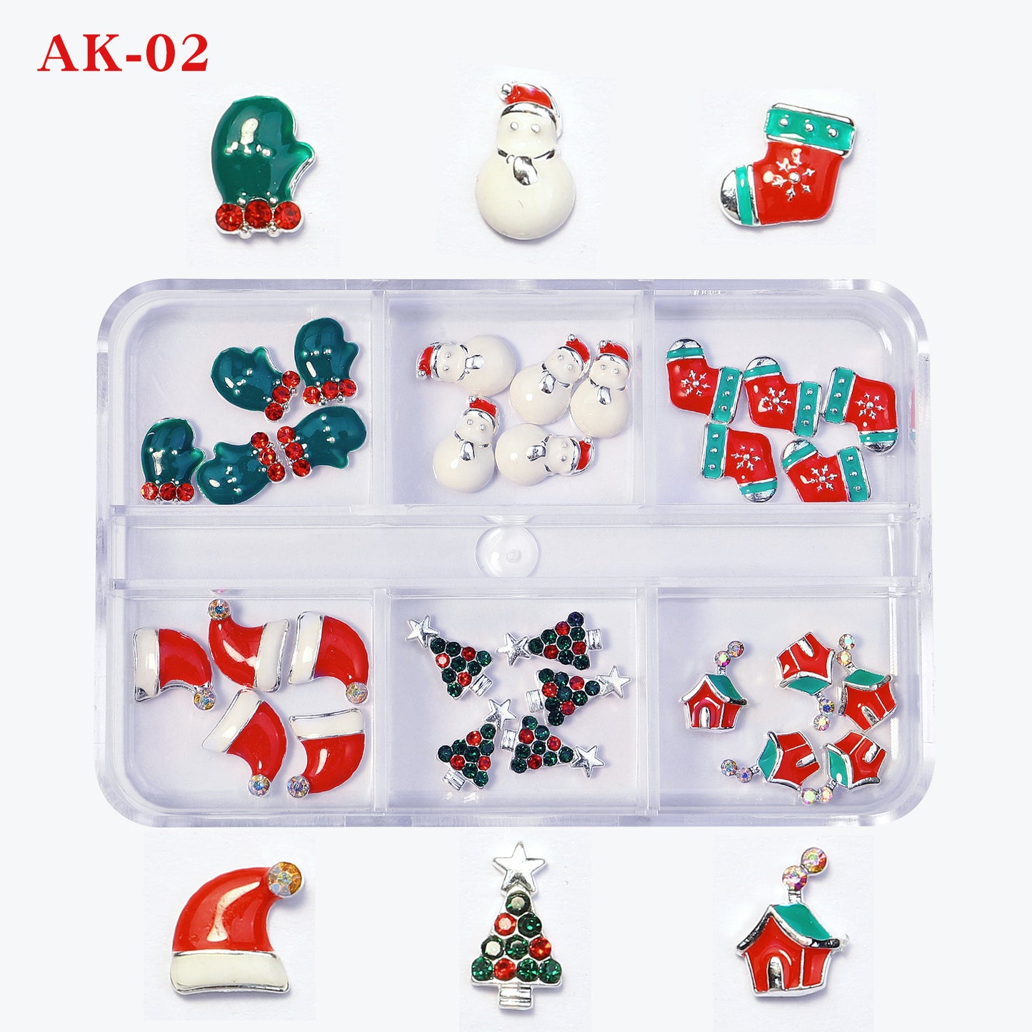 Christmas Alloy Nail Charms Set – 3D Festive Decorations for Holiday Nail Art (MOQ=3)