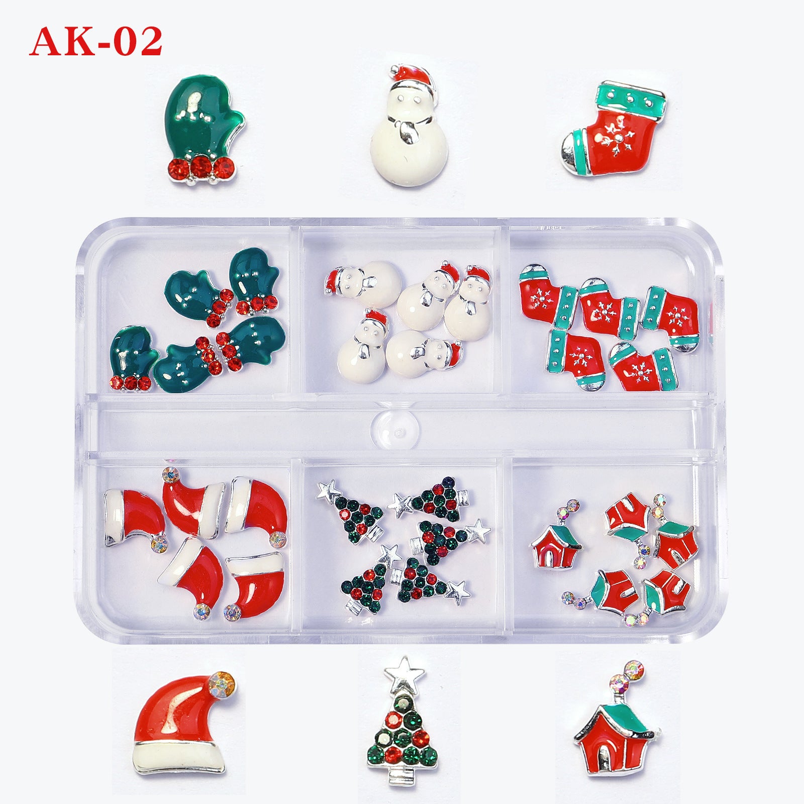 Christmas Alloy Nail Charms Set – 3D Festive Decorations for Holiday Nail Art (MOQ=3)