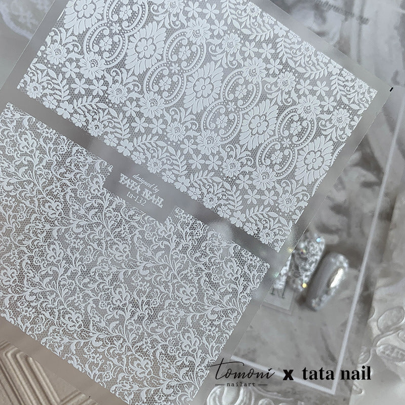 White Lace Damask – 5D Embossed Elegant Accent Set