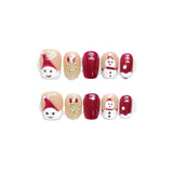 Cute Santa & Snowman Christmas Press‑On Nails – Red and Nude Festive Design