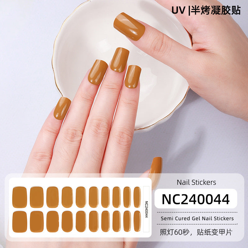 Semi-Cured Gel Nail Strips Pure Color Vibrant Multi-Shade Glossy Set (MOQ=3)
