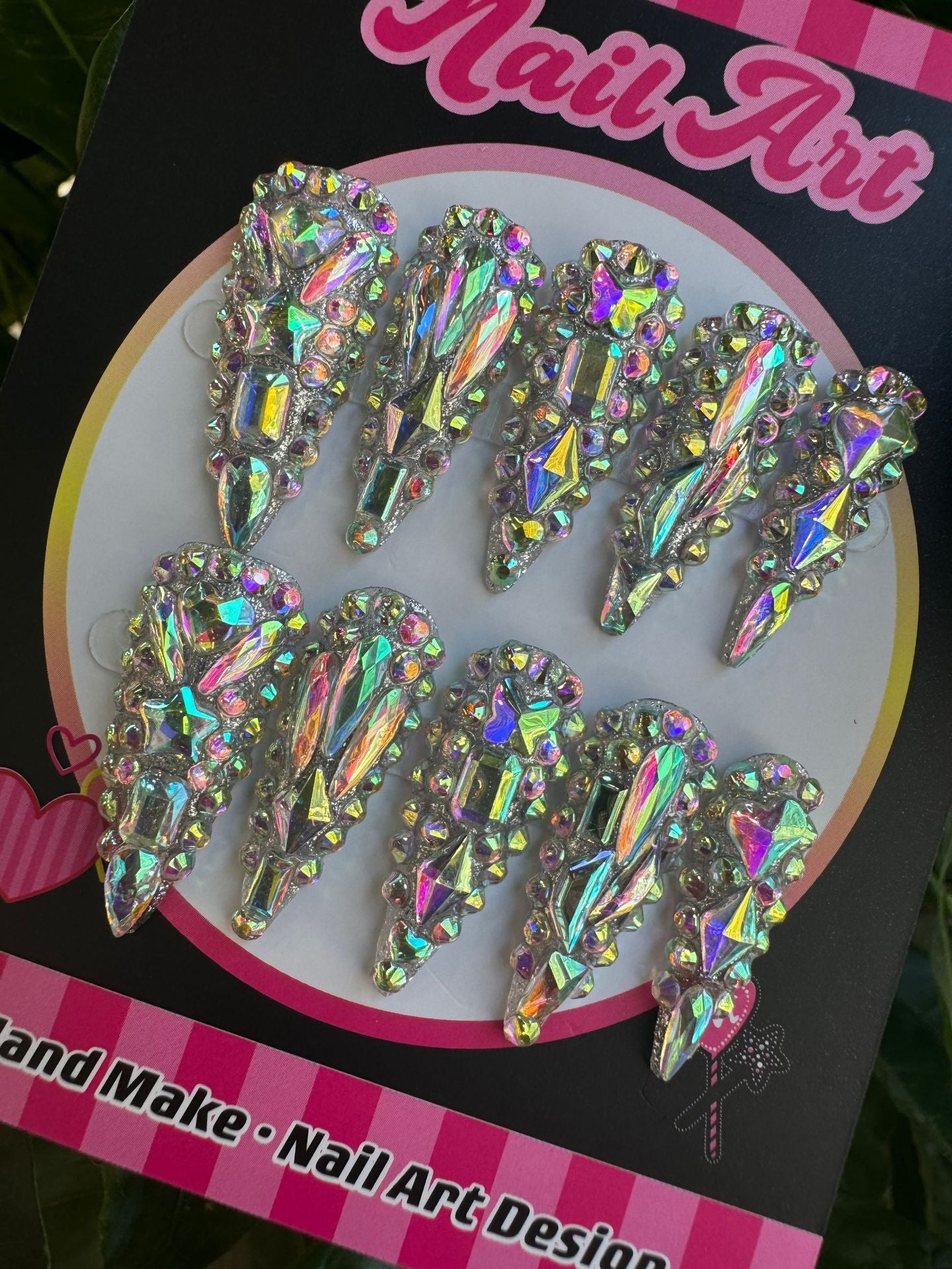 365nails: "크리스탈 갤럭시" – 3D 라인스톤 수제 스틸레토형 네일