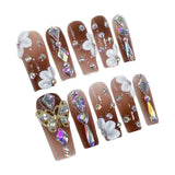Patch de unha quadrado europeu Burst Flash, escultura tridimensional, mudança gradual, unhas postiças artesanais de luxo, atacado de fábrica｜365nails