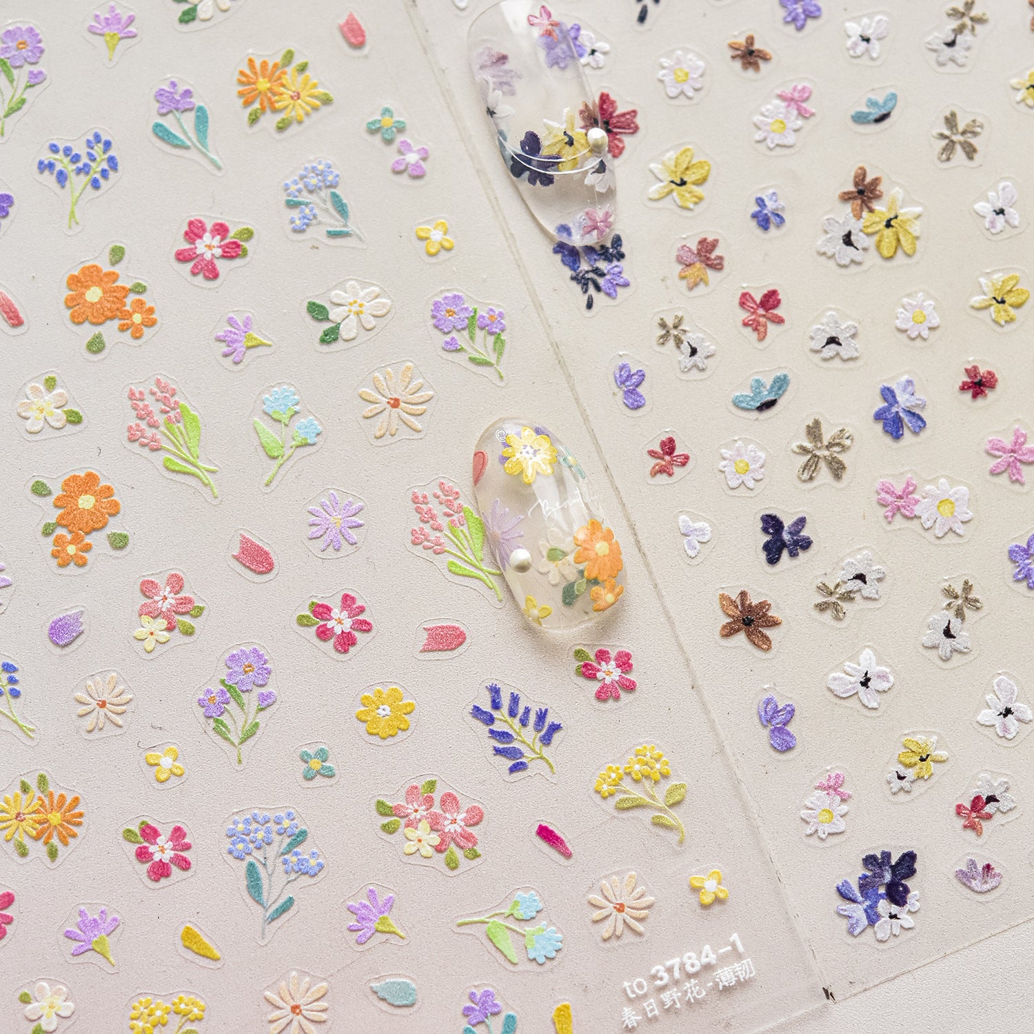 Mini Wildflower Collection: "Meadow Petal" – 3D Embossed Nail Sticker