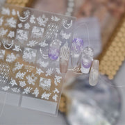 White Lace & Floral: "Bridal Elegance" – 3D Nail Sticker