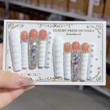White Crystal Luxe French Press On Nail Set
